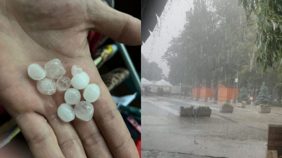 FOTO, VIDEO Ploaia torențială și grindina au ajuns la Chișinău. Primăria ne îndeamnă să fim prudenți