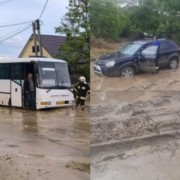 foto video prapad la sudul moldovei dupa ploi drumuri innamolite gospodarii inundate si un autocar blocat in glod b53710f