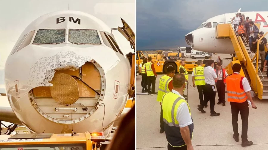 VIDEO Avion Austrian Airlines, avariat după o furtună cu grindină. Cum a aterizat aeronava